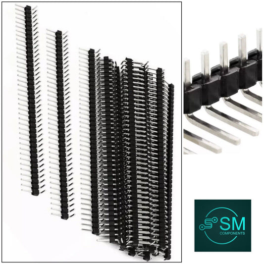 10pcs 2.54mm 90° Right Angle Single Row 40 Pin Male Header Breakable 2.54 Pitch