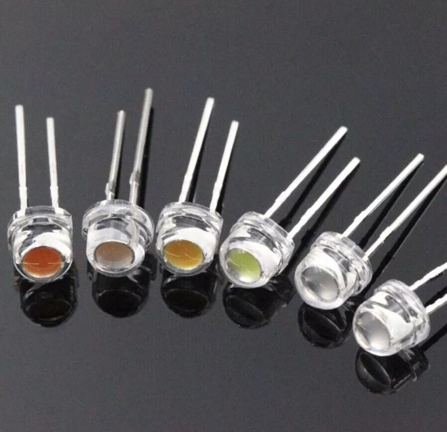 5mm Red LARGE CHIP Straw Hat Led Diode 100pcs Round Head LED Clear Top 620-630nm