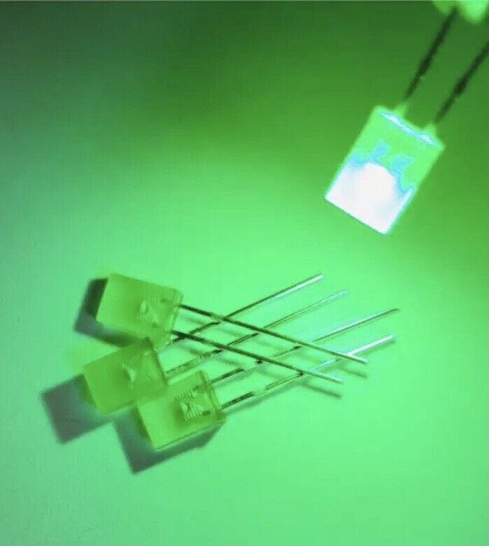 100pcs GREEN 2x5x7mm Diffused GREEN Resin Rectangle Led Light Emitting Diode 520