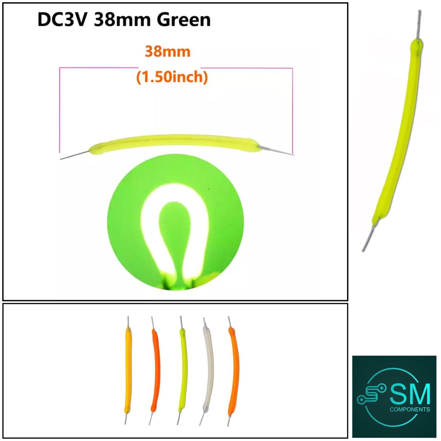 6pcs DC3V 38mm GREEN Light Emitting Diode Super Flexible Silicone Filament LED