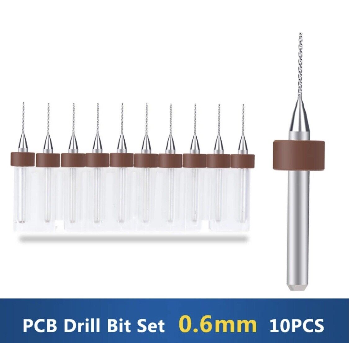 10Pcs 0.6mm PCB Print Circuit Board Carbide Mini Micro Drill Bit Set