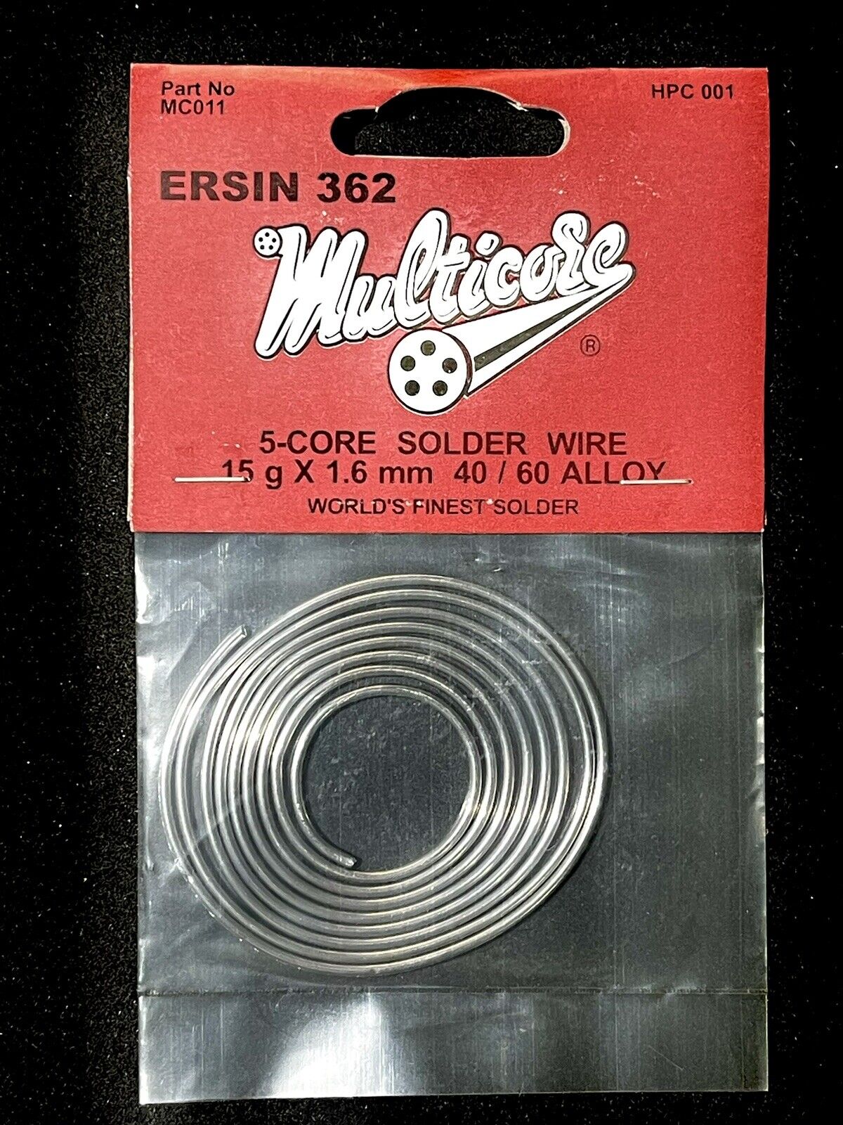 1 X Multicore 60/40 5 Core ERSIN 362 Flux 1.6mm Tin/Lead Solder Wire 15gm 1.2mtr