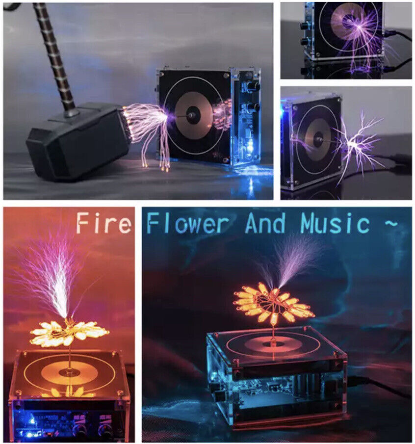 10CM SSTC Flat Music Tesla Coil High Frequency and High Voltage 48/2A Bluetooth