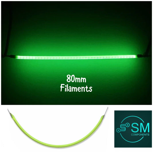 5PCS DC3V 80mm GREEN 530nm Super Flexible Silicone Filament Lamp LED DIY