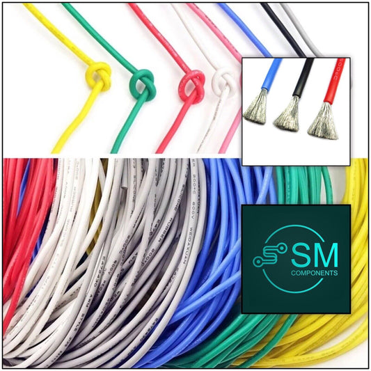 22 AWG Flexible Silicone Copper Wire 100PCS Cable 6 Colours 12” 300mm 30mtrs