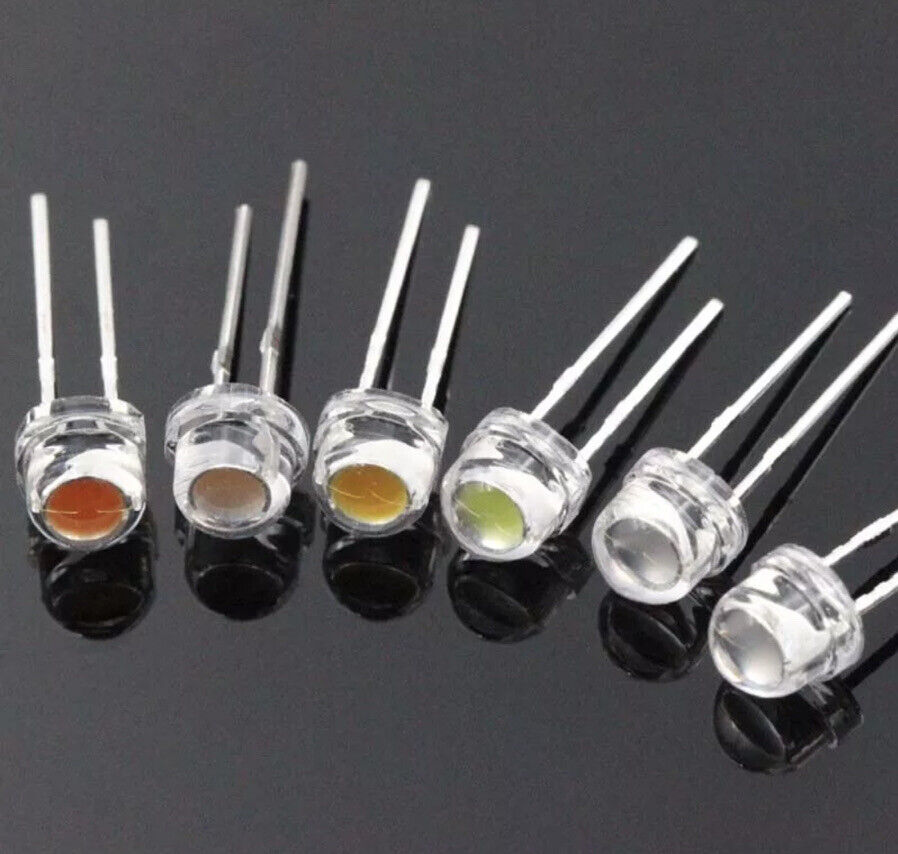 5mm Blue Straw Hat Large Chip LED Light Emitting Diode 100pcs Round Clear 465nm