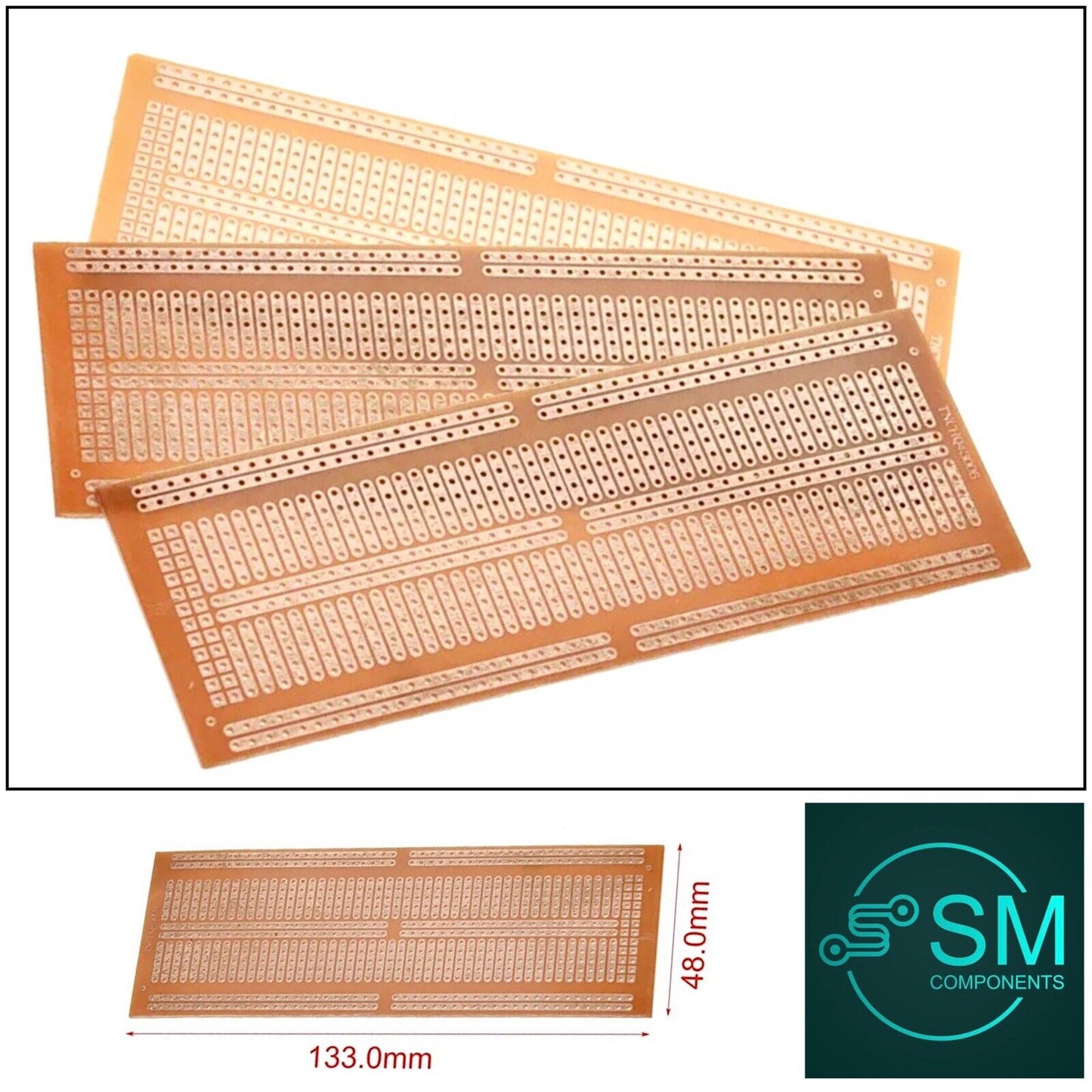 3PCS 133X48mm PCB Single Sided Copper Clad RBP DIY Prototype PCB Breadboard