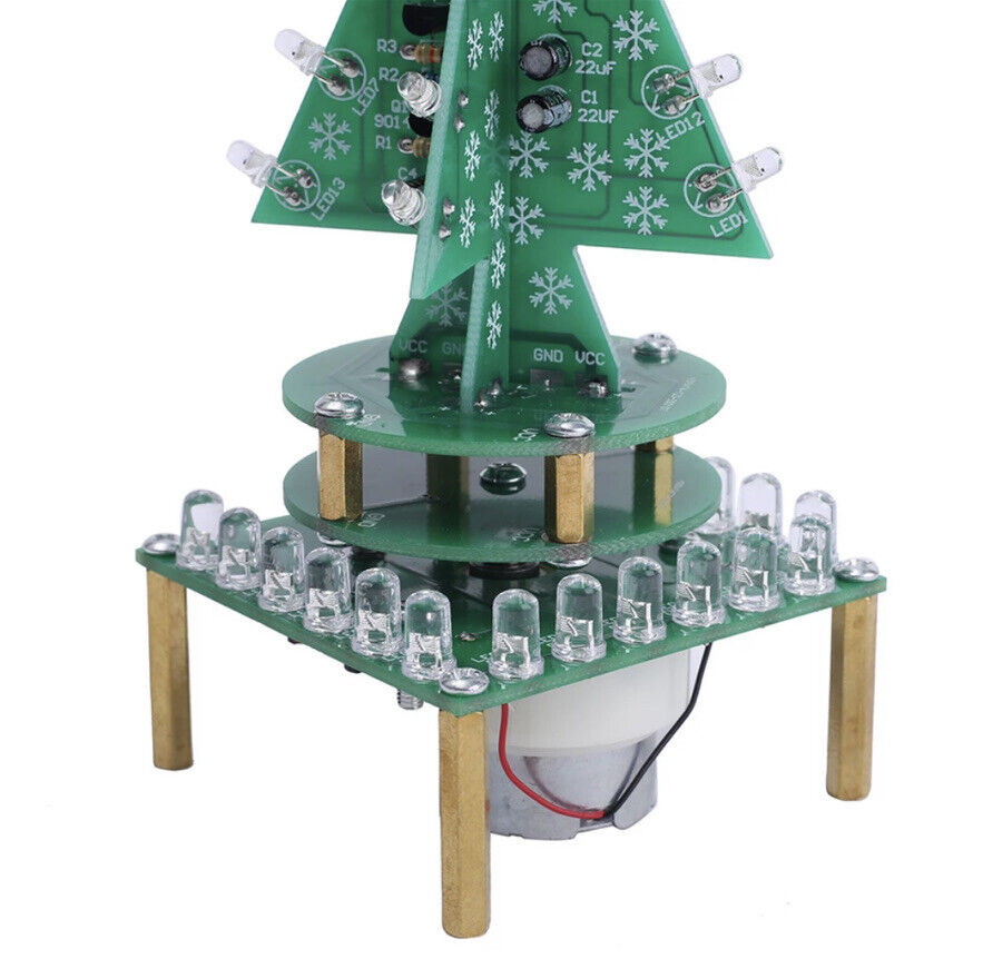 DIY Auto Rotating Music Christmas Tree RGB LED with Blue Pulsing Base Light KIT