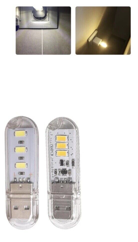 4 X USB emergency COOL WHITE LED Power Bank 3 Led LED Lamp Lighting Night Light