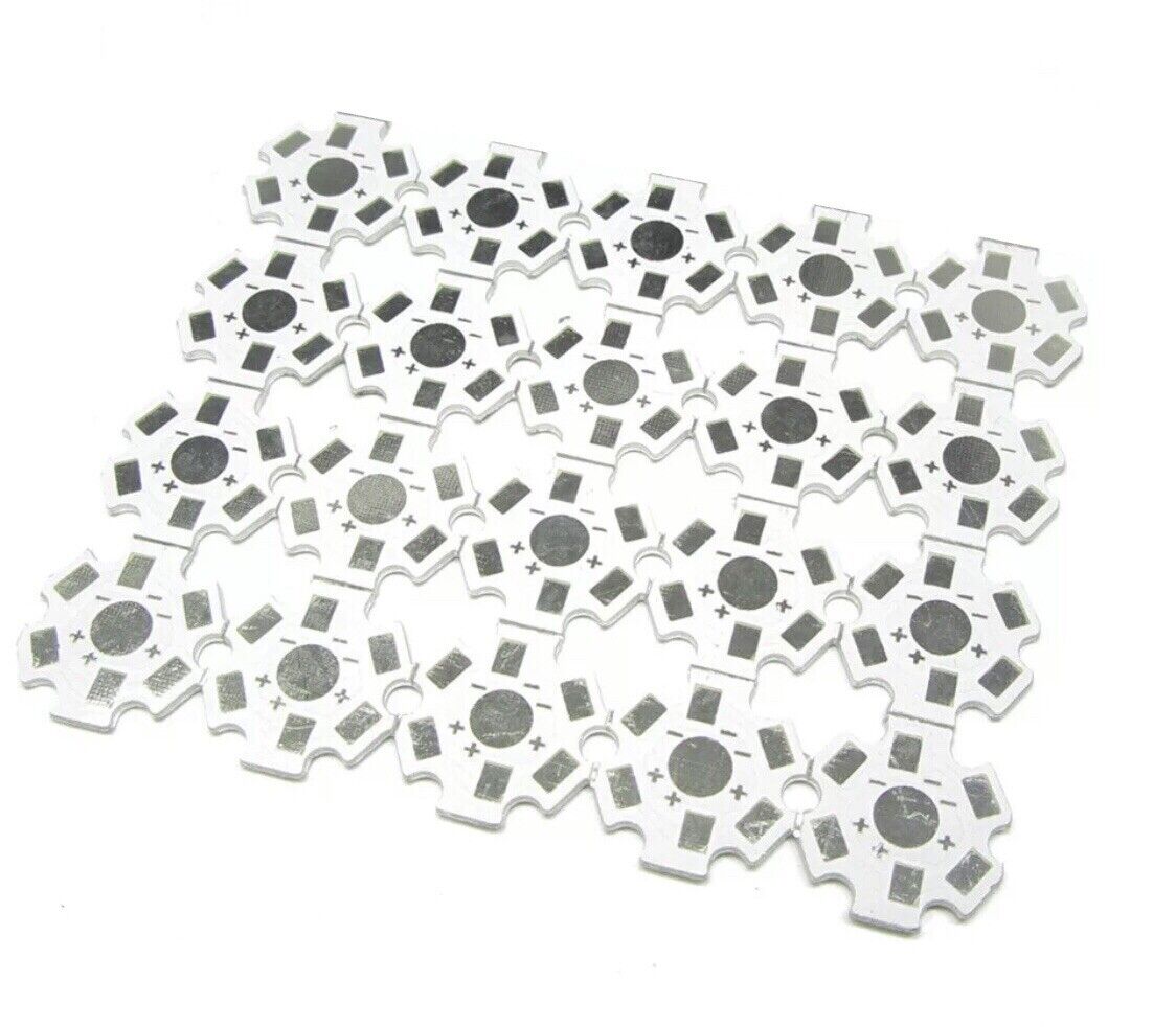 20PC WHITE 1-3-5W High Power LED PCB Aluminium Star base Heat sink DIY PCB 20mm