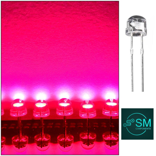 5mm Pink LARGE CHIP Led Light Emitting Diode Straw Hat 100pcs LED Clear Top