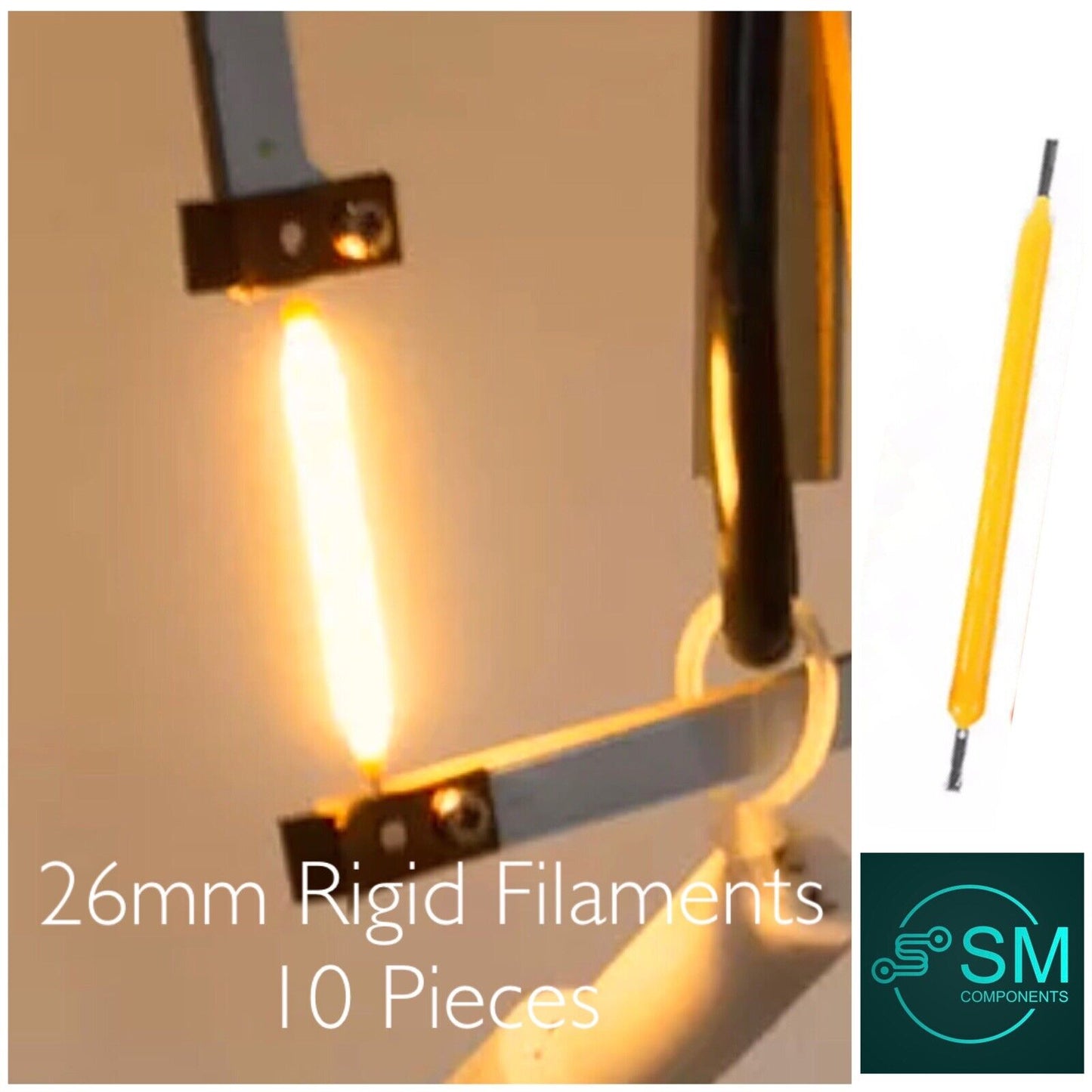 10Pc 3V 100mA 26mm WARM WHITE 4000K Silicone Filament Led Light Emitting Diodes