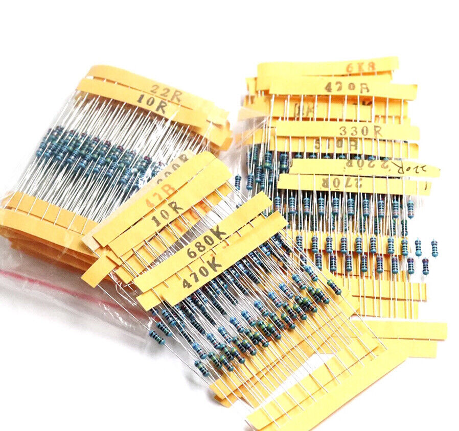 300pcs 30 Values 10-1M Ohm 1% 1/8W 0.125W Metal Film Resistors Assortment Kit