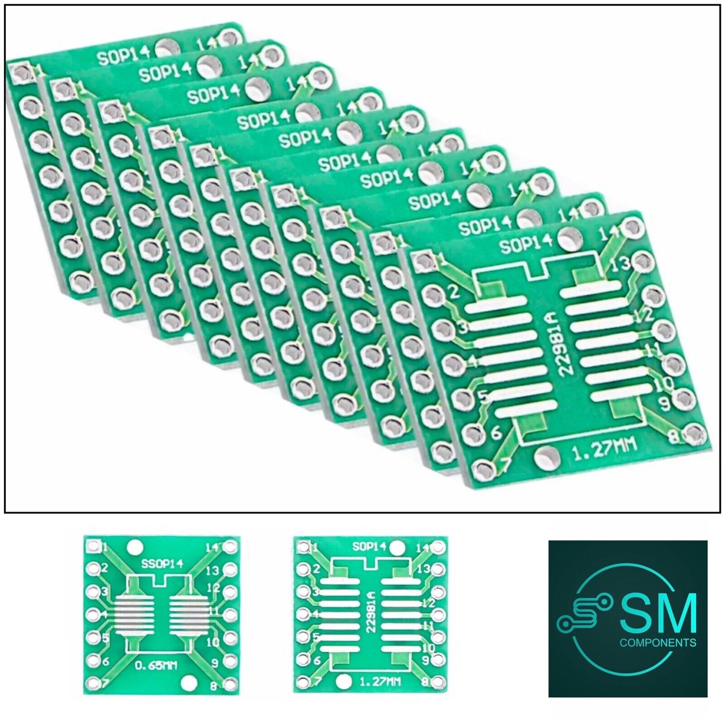 10PCS SOP14 1.27 & 0.65mm Adapter Board SSOP14 SOP14 to DIP14 Transfer Board DIP