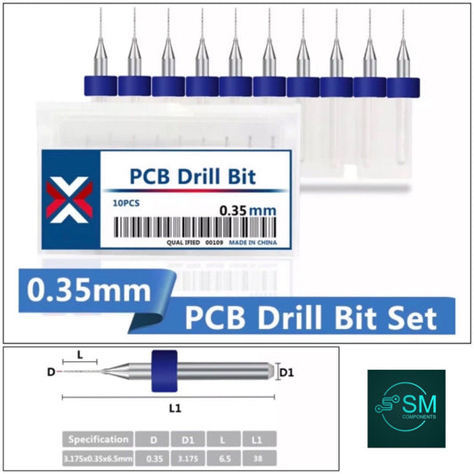 10Pcs 0.35mm PCB Print Circuit Board Tungsten Carbide Mini Micro Drill Bit Set