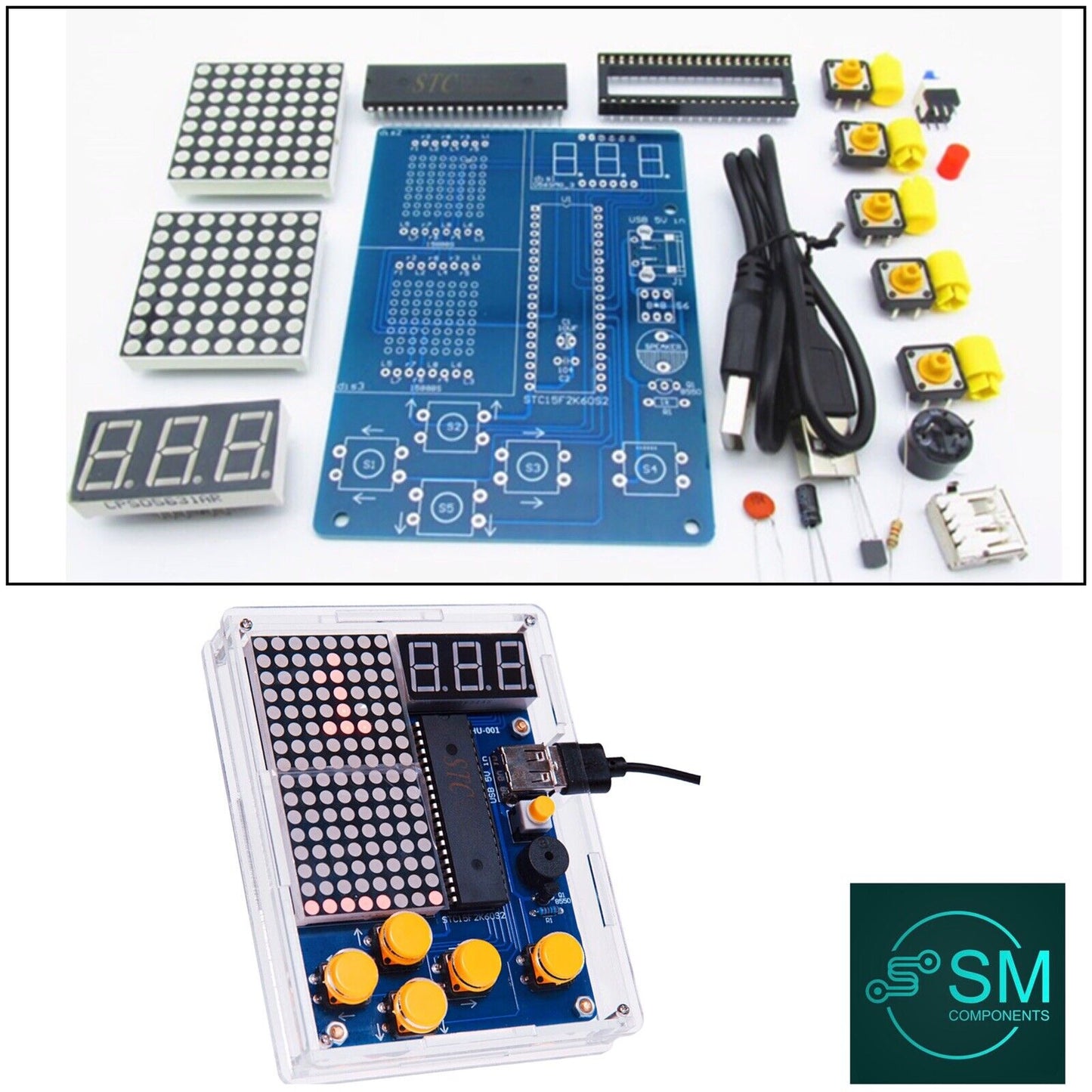 DIY Electronic Soldering Training Kit for Tetris/Snake/Plane Games Kit Inc Case