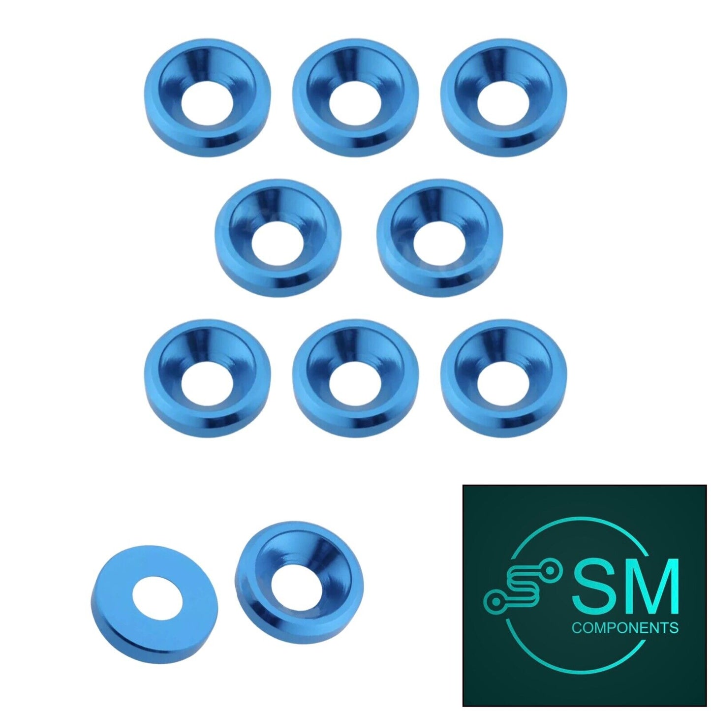 M3 10PCS LIGHT BLUE Aluminium Washer Counter Sunk Screw R/C Drone Automotive FPV