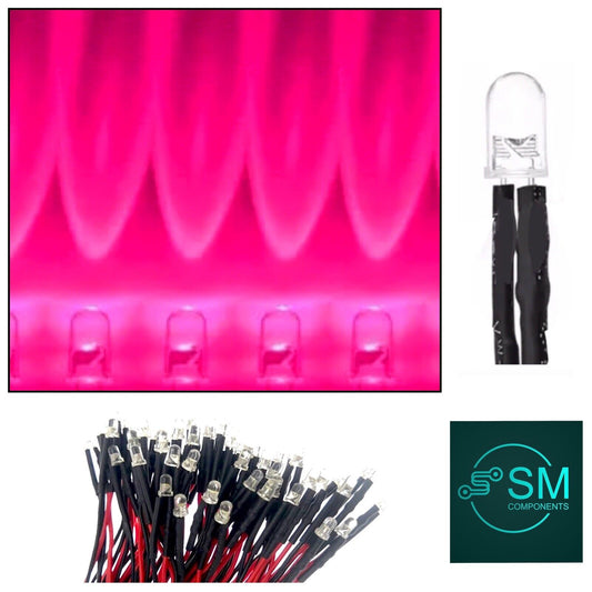 20pcs Prewired 5mm PINK LED DC 5-12V 20mA 5mm Clear Round Light Emitting Diode