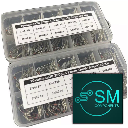 400PC Zener Diode Kit 1N4728~1N4737 DIY Electronic Component Kit 3.3V~22V +Boxes