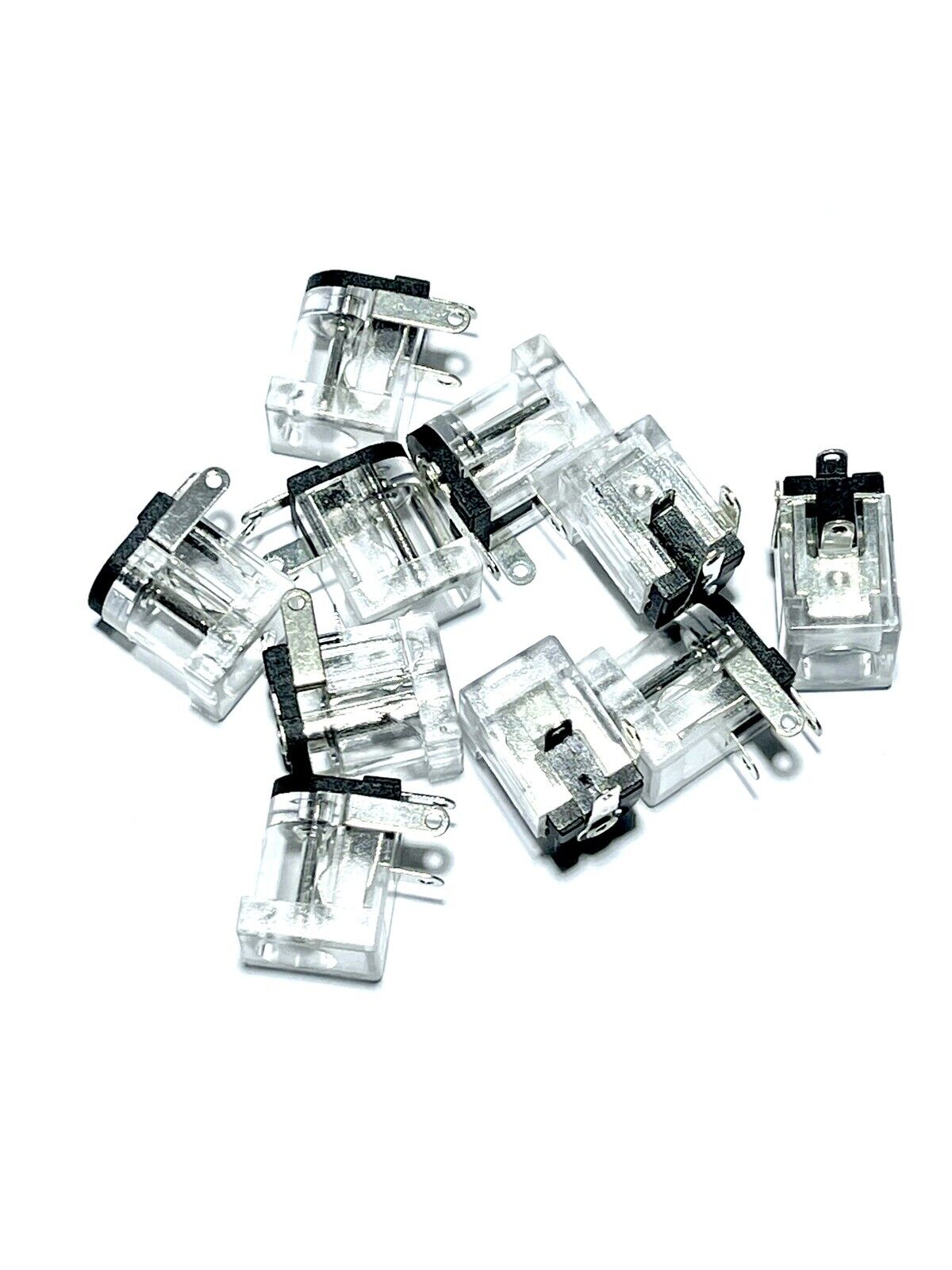 10pcs DC-005 TRANSPARENT Power Plug 5.5mm x 2.1mm Jack Socket Female PCB Mount