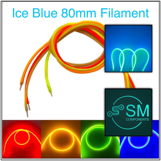 5PCS DC3V 80mm ICE BLUE 490nm Super Flexible Silicone Filament Lamp LED DIY