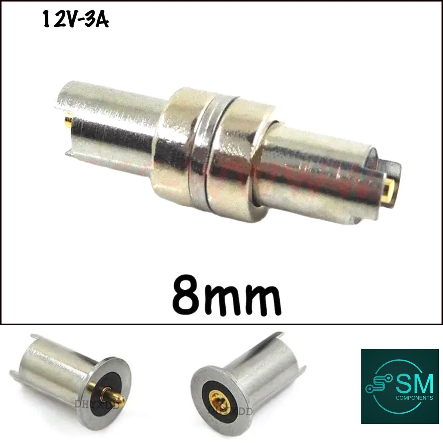 1 X Pair Spring-Loaded Magnetic Pogo Pin 8mm X 13mm Connector Male Female 12V 3A