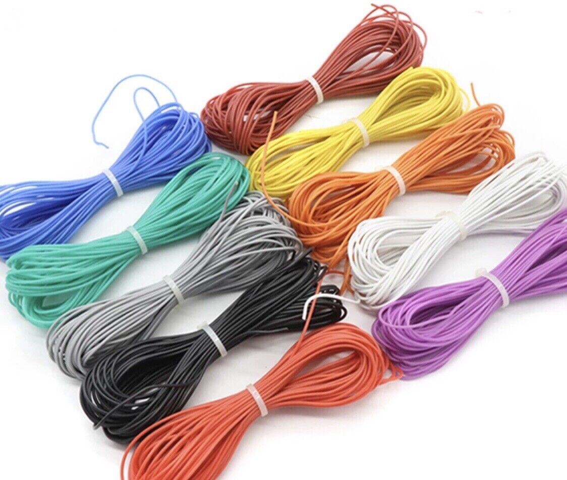 22 AWG Flexible Silicone Copper Wire 100PCS Cable 6 Colours 12” 300mm 30mtrs