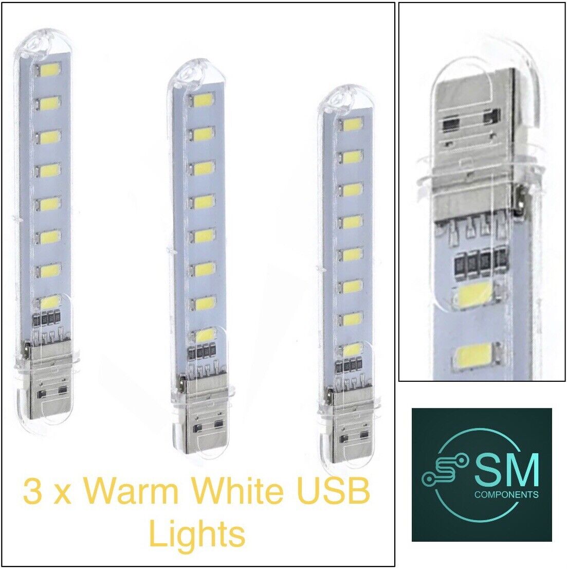 3 X USB emergency WARM WHITE LED Power Bank 8 Led LED Lamp Lighting Night Light