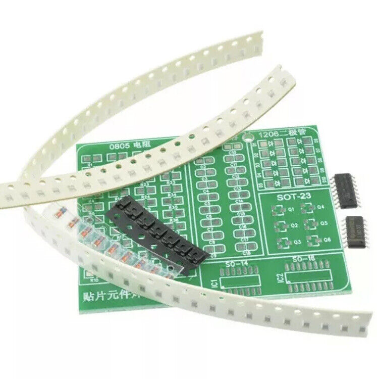 SMD/SMT PCB Component Soldering Practice Board Plate DIY Diode, Resistor, 2 Kits