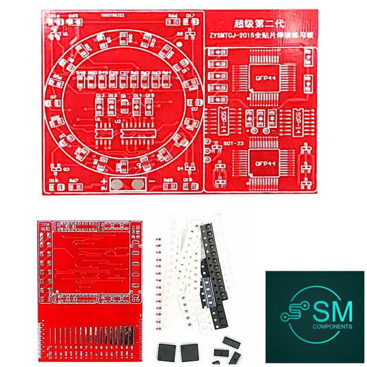 SMD/SMT PCB Component Soldering Practice Board Double Sided Diode, Resistor, Led