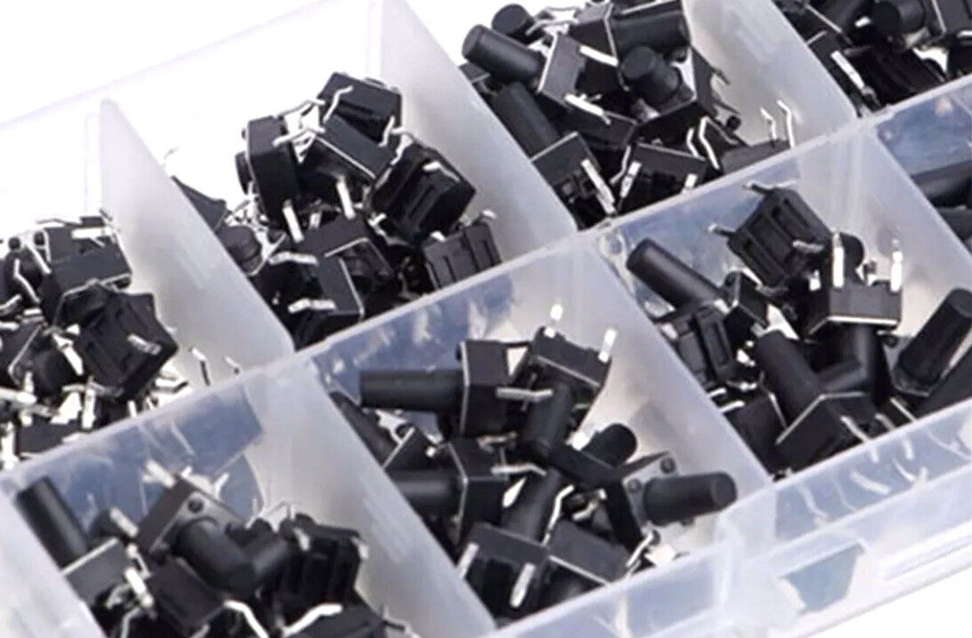 200pcs 6x6 Momentary Push Button Switch 10 Value Tactile Micro Switches Inc Box