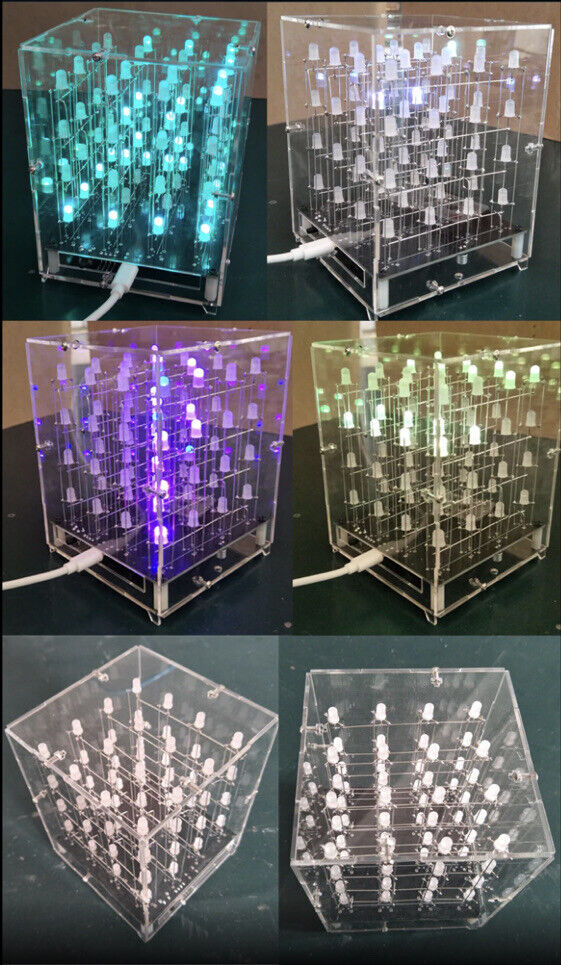 4X4X4 RGB 3D Multicolour Led Infrared Remote Control Light Cube Kit Case Remote