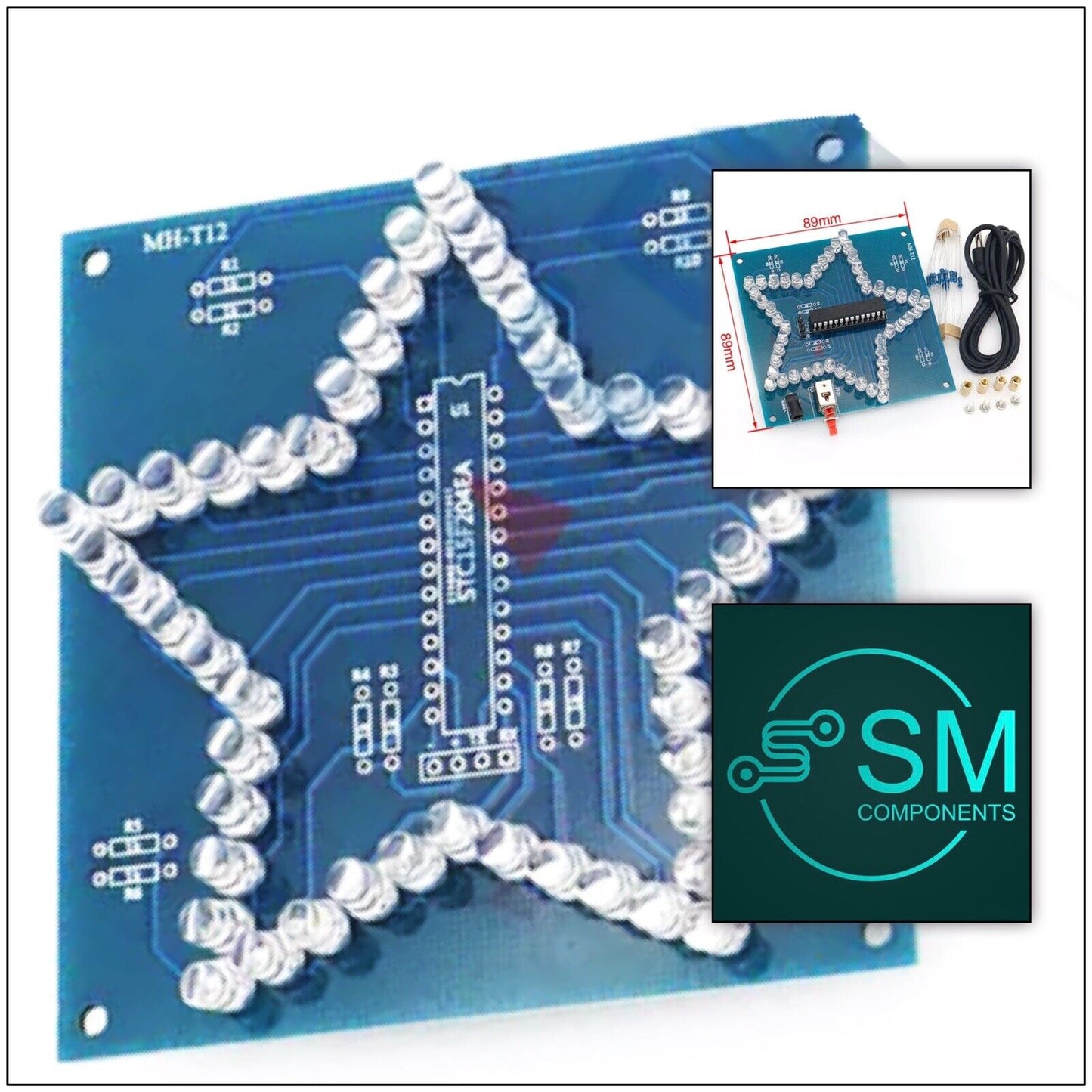 DIY RGB LED 5 Point Star Project Electronic Education Circuit Kit Inc Clear Case