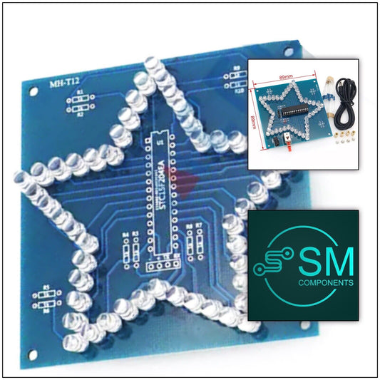 DIY RGB LED 5 Point Star Project Electronic Education Circuit Kit Inc Clear Case