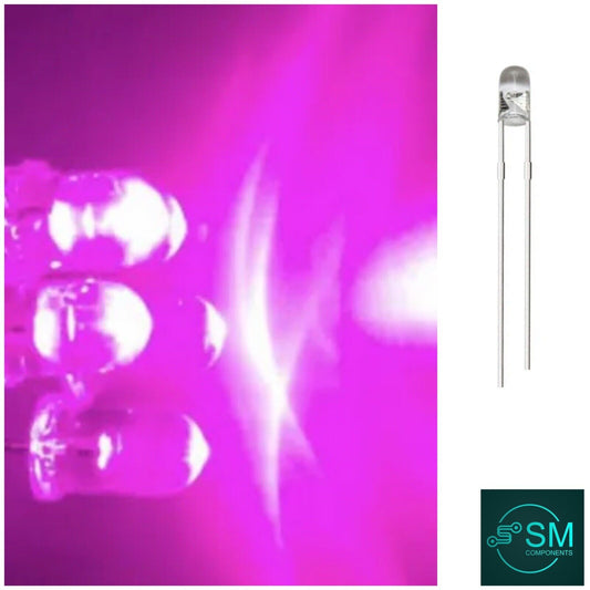 100pcs 3mm PINK Led Light Emitting Diodes Clear Round Top Edgeless DIY