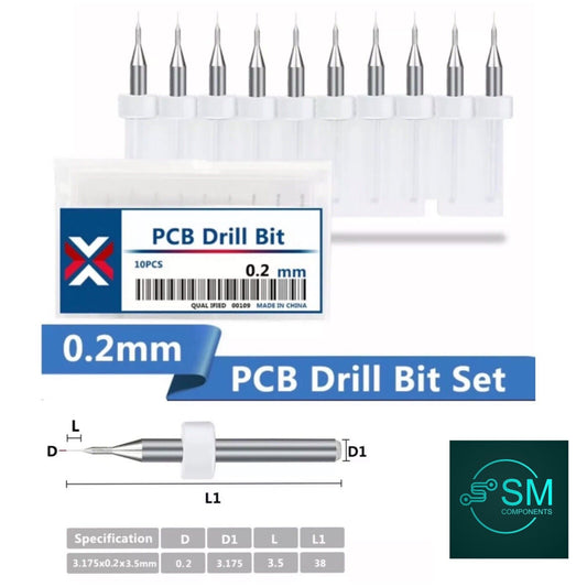 10Pcs 0.2mm PCB Print Circuit Board Tungsten Carbide Mini Micro Drill Bit Set