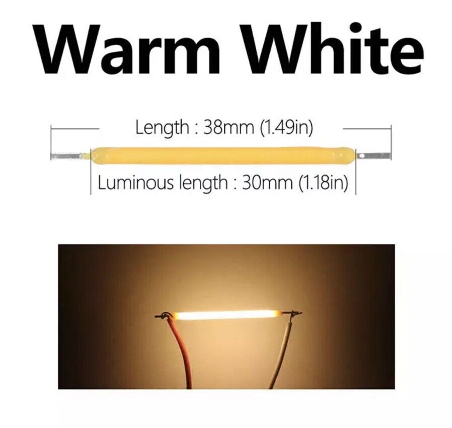 10Pc DC 57V 100mA 40mm WARM WHITE Silicone Filament Led Light Emitting Diodes