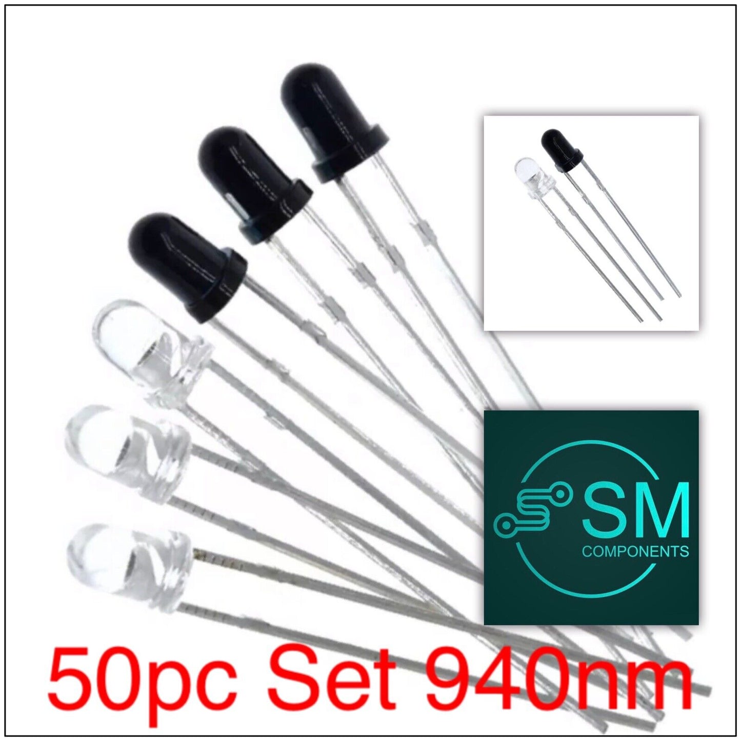 50PCS 3mm IR LEDS EMITTER, RECEIVER 3mm 940nm 25 Sets IR infrared diode LED