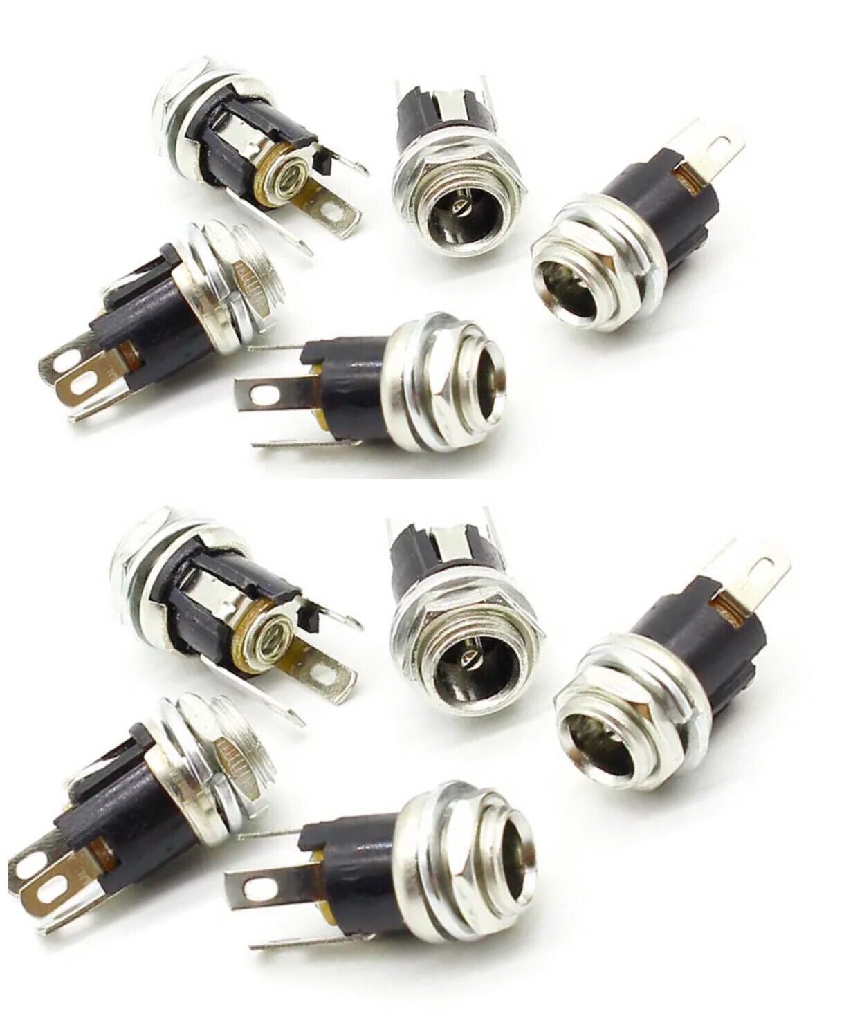 10PCS DC Power Supply Socket 5.5 X 2.1mm Jack Female Panel Mount Connector 3 Pin