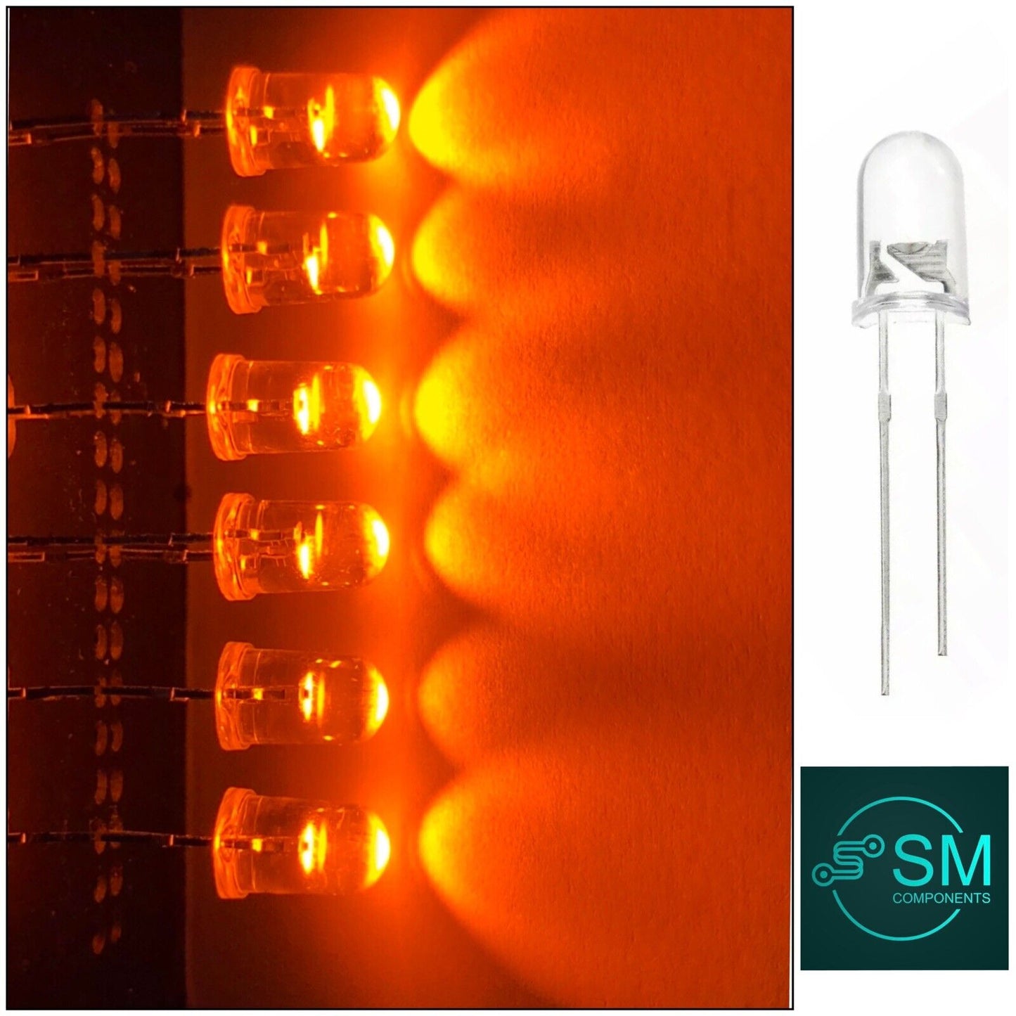 100pcs 5mm Flashing Blinking Orange LED Light Emitting Diodes 1.5hz On Off