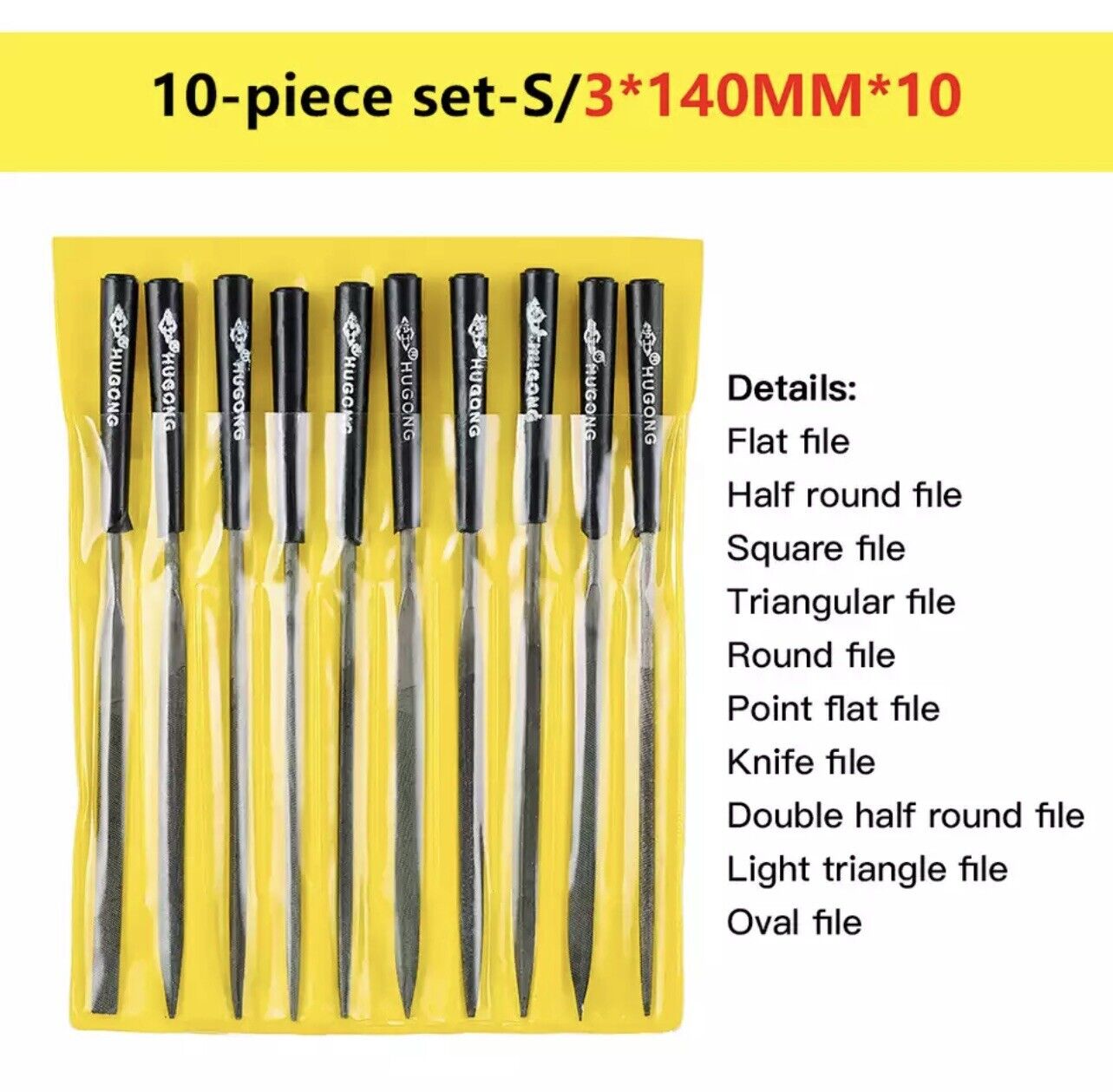 10PCS 3x140mm Mini Needle File Set Jewellery Wood Carving Craft Metal Glass DIY