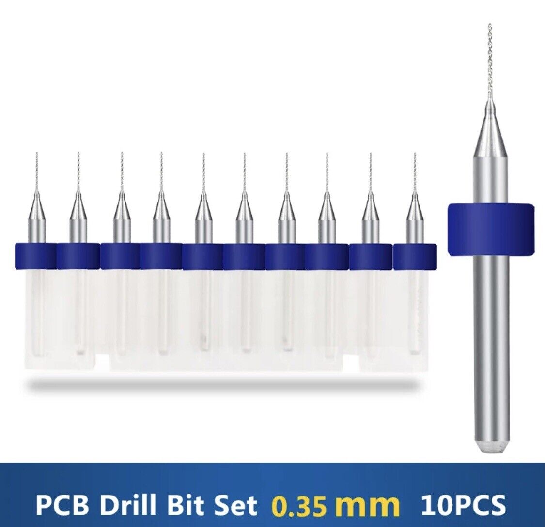 10Pcs 0.35mm PCB Print Circuit Board Tungsten Carbide Mini Micro Drill Bit Set