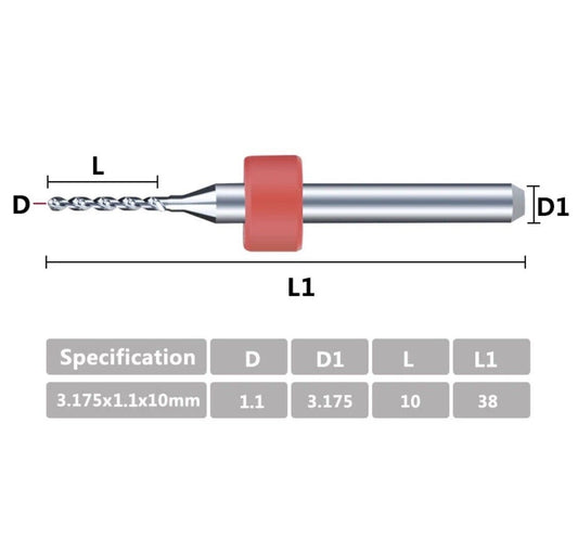 10Pcs 1.1mm PCB Print Circuit Board Carbide Mini Micro Drill Bit Set