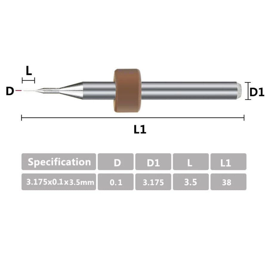 10Pcs 0.1mm PCB Print Circuit Board Tungsten Carbide Mini Micro Drill Bit Set