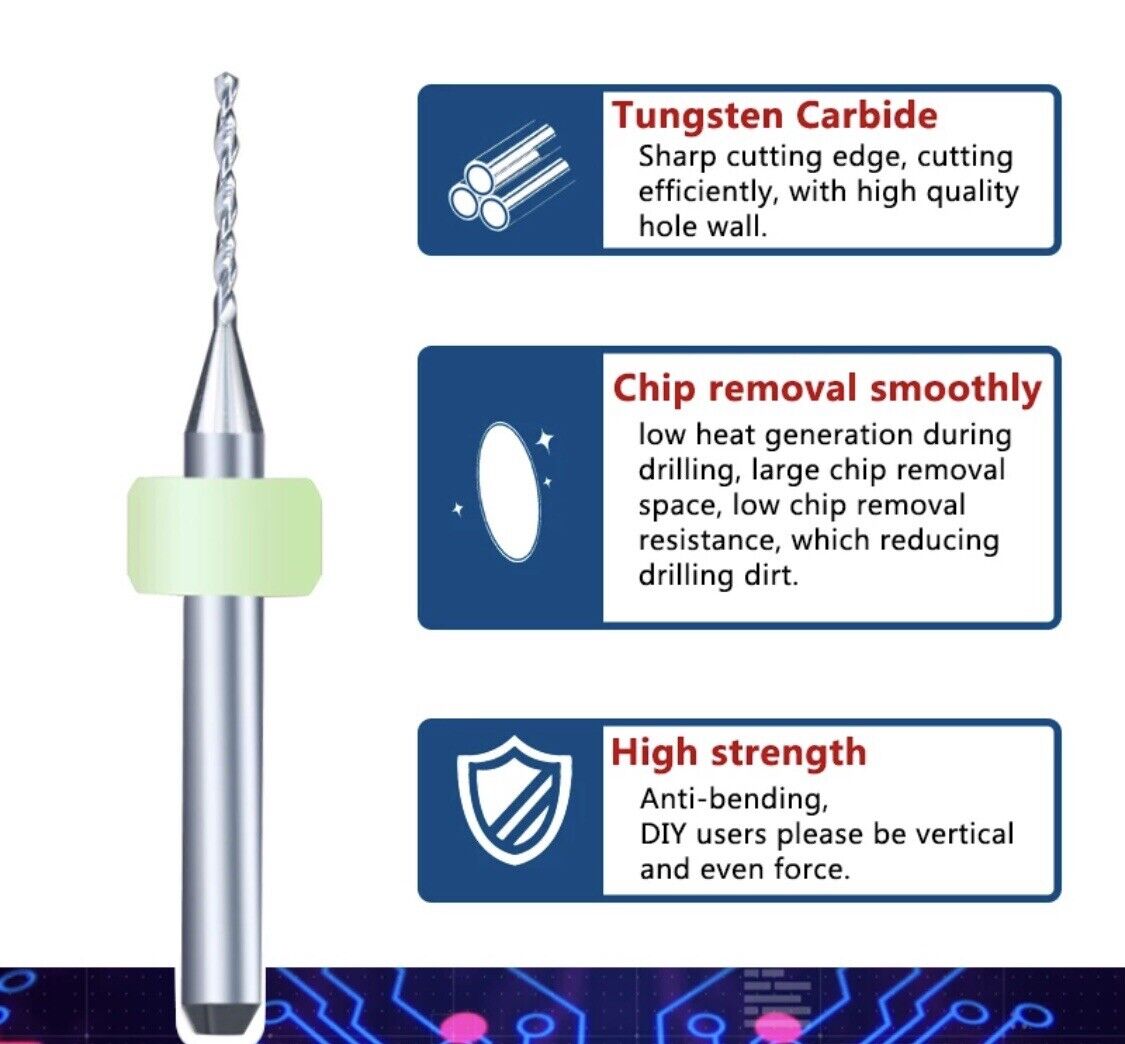10Pcs 0.9mm PCB Print Circuit Board Carbide Mini Micro Drill Bit Set