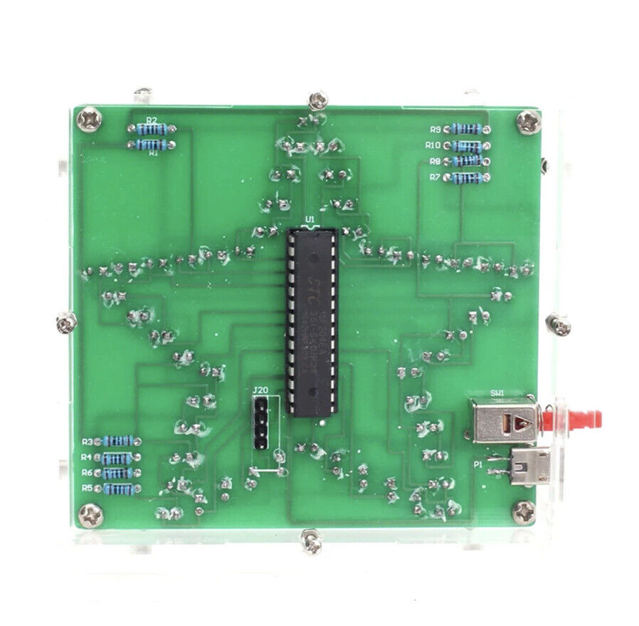 DIY RGB LED 5 Point Star Project Electronic Education Circuit Kit Green PCB Case