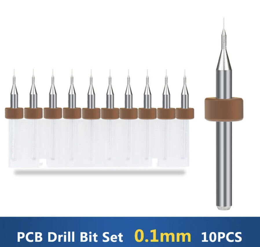 10Pcs 0.1mm PCB Print Circuit Board Tungsten Carbide Mini Micro Drill Bit Set