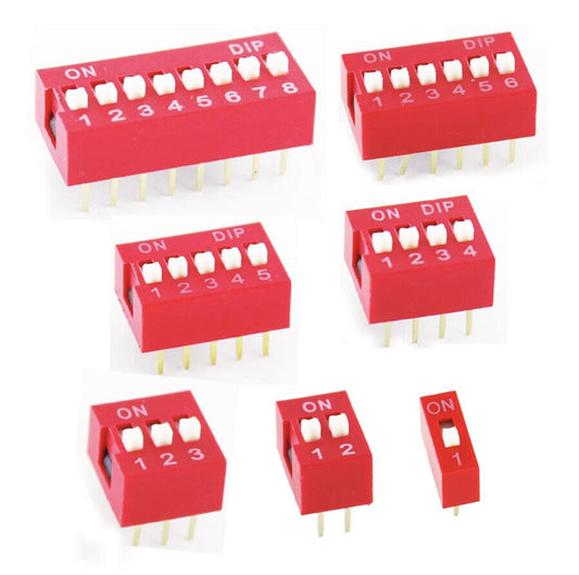 35PCS DIP Switch Kit 1 2 3 4 5 6 8 Channel Toggle Switch RED Snap Switches DIY