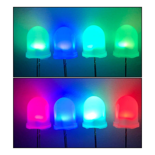 50PCS 10mm LED Light Emitting Diode RGB 7 Colour SLOW flash Round DIFFUSED Top