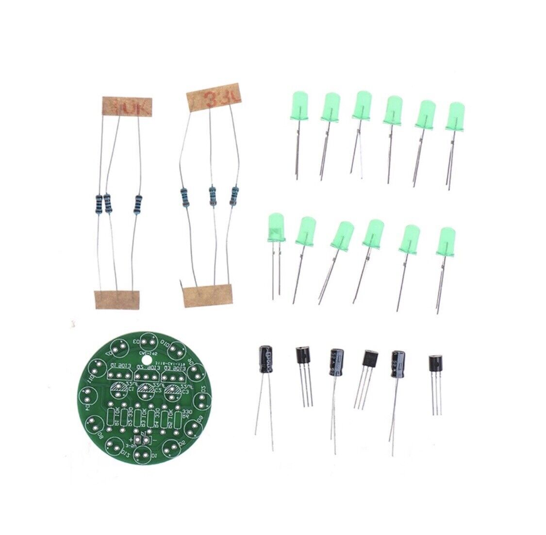 2PCS GREEN DIY Electronic Set LED Round Water Light DIY Soldering Practice Kit